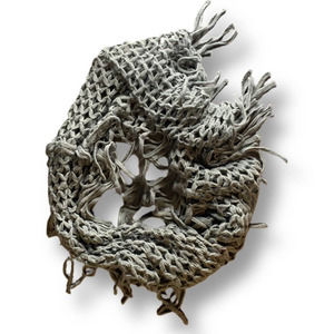 loose knit fringed infinity scarf gray